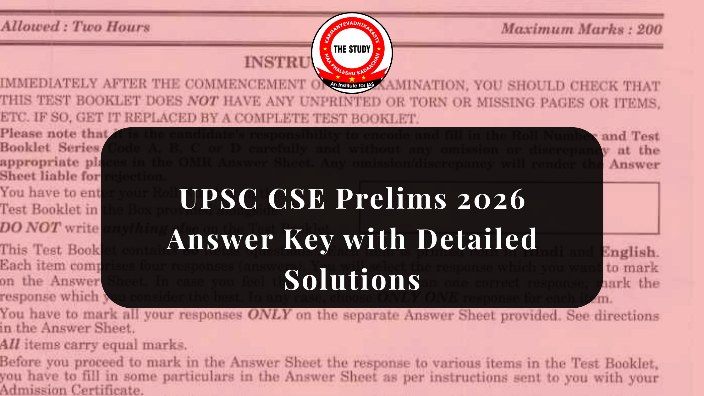 UPSC CSE Prelims 2026 Answer Key